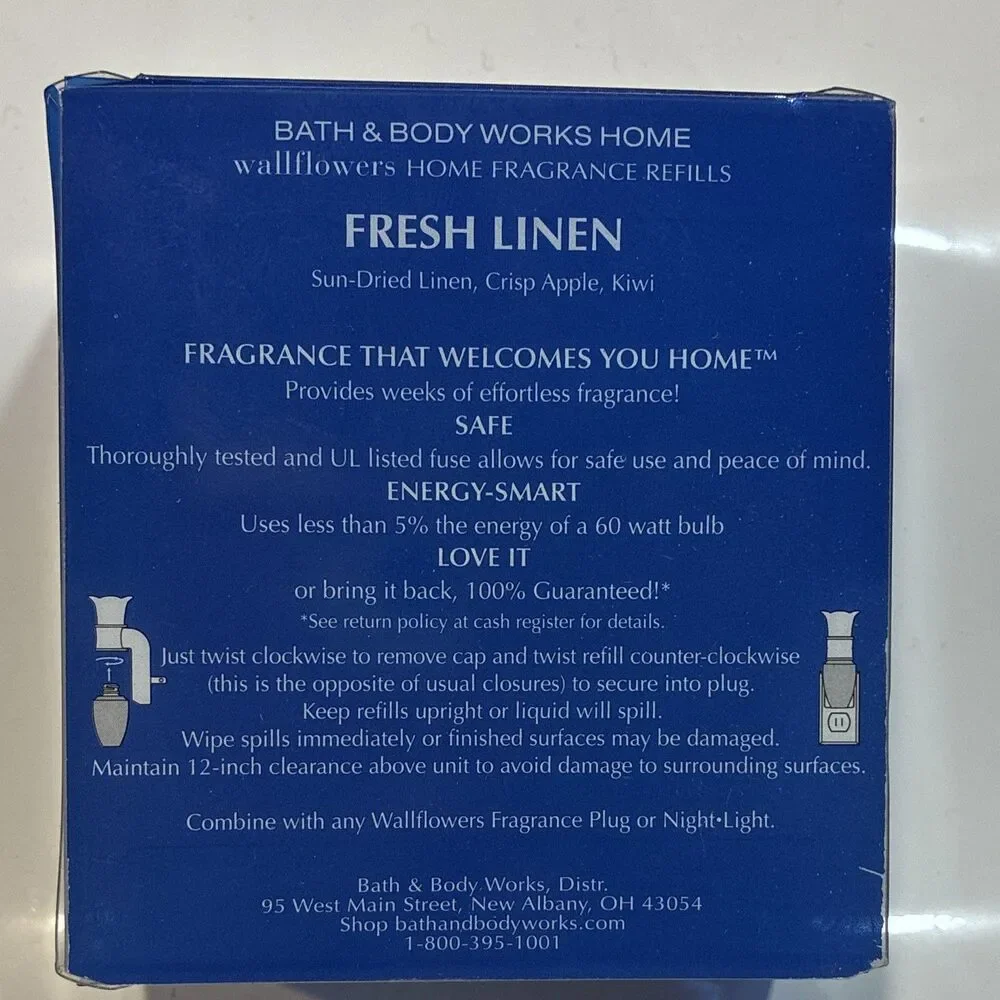 Bath & Body Works Wallflowers Fresh Linen Refill Oil 2 Pack 0.8 fl oz